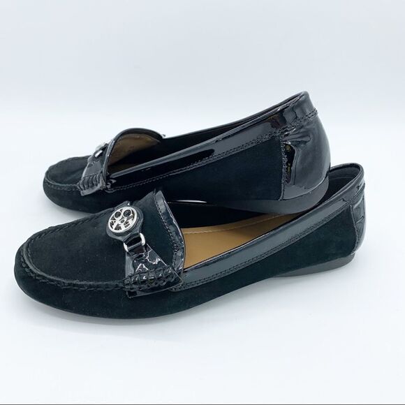 Coach Black Fonda Black Suede and Patent Leather Loafers Flats Driving Moc 6.5 - Picture 8 of 16